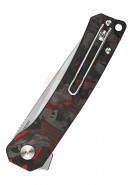 QSP Knife Osprey, Satin 14C28N Blade, CF Overlay G10 (Red) Handle QS139-F1